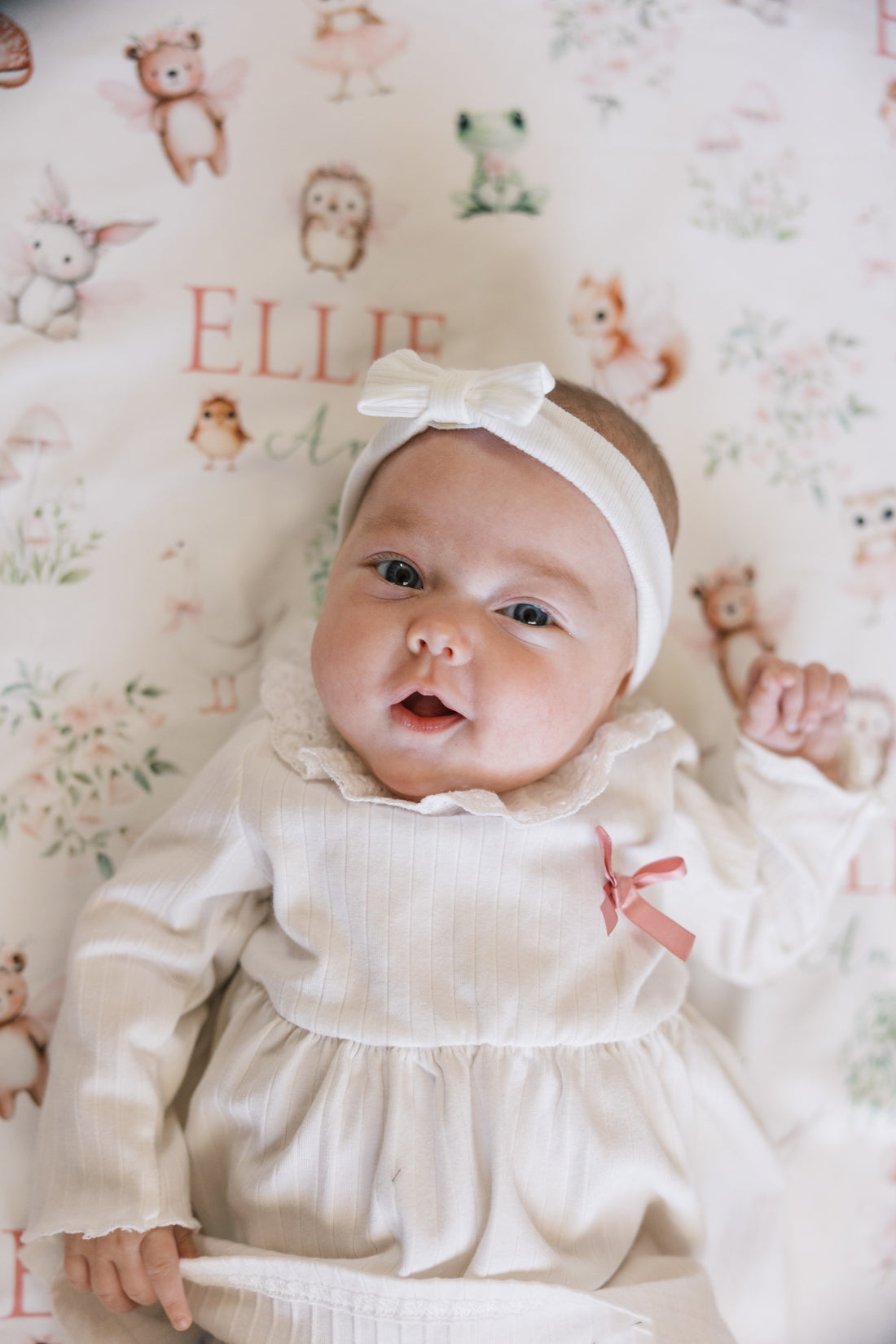 Personalized Baby Blanket – Woodland Animal Blanket with Satin Trim Edge, Pink Keepsake