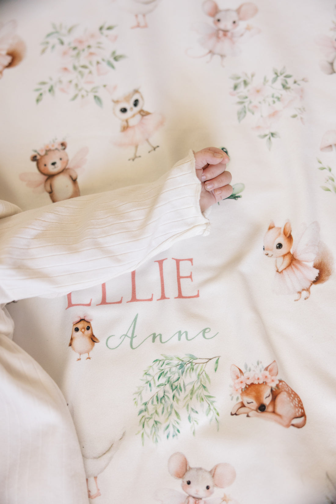 Personalized Baby Blanket – Woodland Animal Blanket with Satin Trim Edge, Pink Keepsake