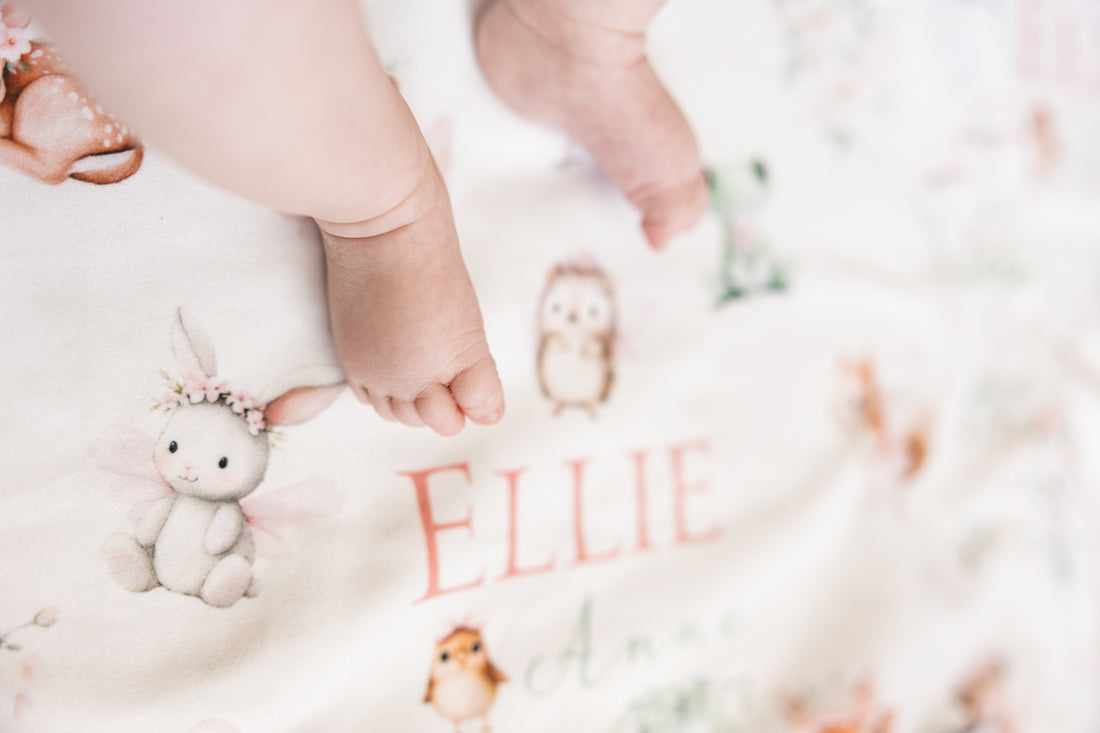 Personalized Baby Blanket – Woodland Animal Blanket with Satin Trim Edge, Pink Keepsake