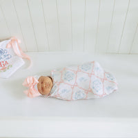 Pink Heirloom Bows Stretchy Swaddle Blanket