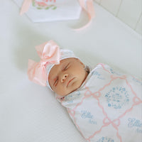 Pink Heirloom Bows Stretchy Swaddle Blanket