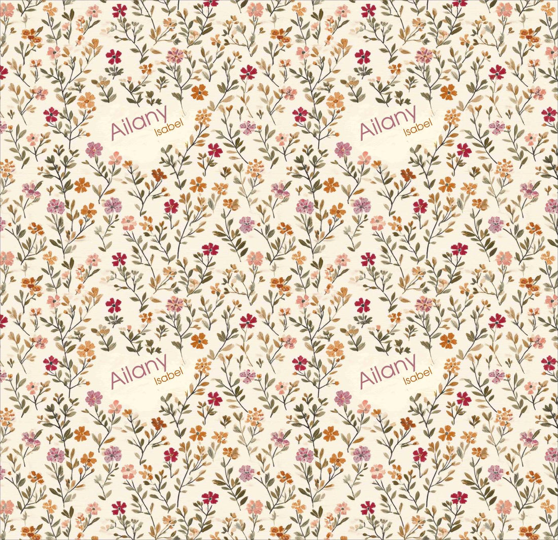 Mother and Daughter Matching Pajams Ditsy Fall Floral Pattern