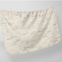 Farmhouse Toile Stretchy Baby Swaddle - Personalized Newborn Blanket Blue or Green