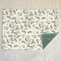 Personalized Baby Blanket – Bass Fisherman Minky Baby Fishing Blanket, Plush & Cozy