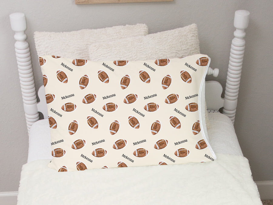 Personalized Football Print Pillowcase for Boys & Girls - Soft Minky Fabric