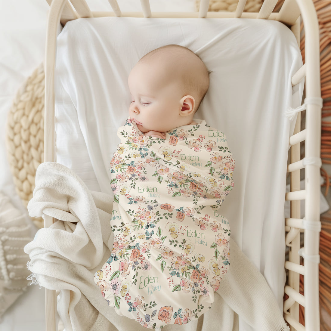 Garden of Eden Baby Girl Personalized Swaddle Blanket