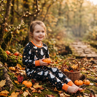 Halloween Pajamas Girls - Personalized Pumpkin Print PJs With Pink Bows (Copy)