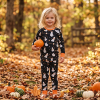 Halloween Pajamas Girls - Personalized Pumpkin Print PJs With Pink Bows (Copy)