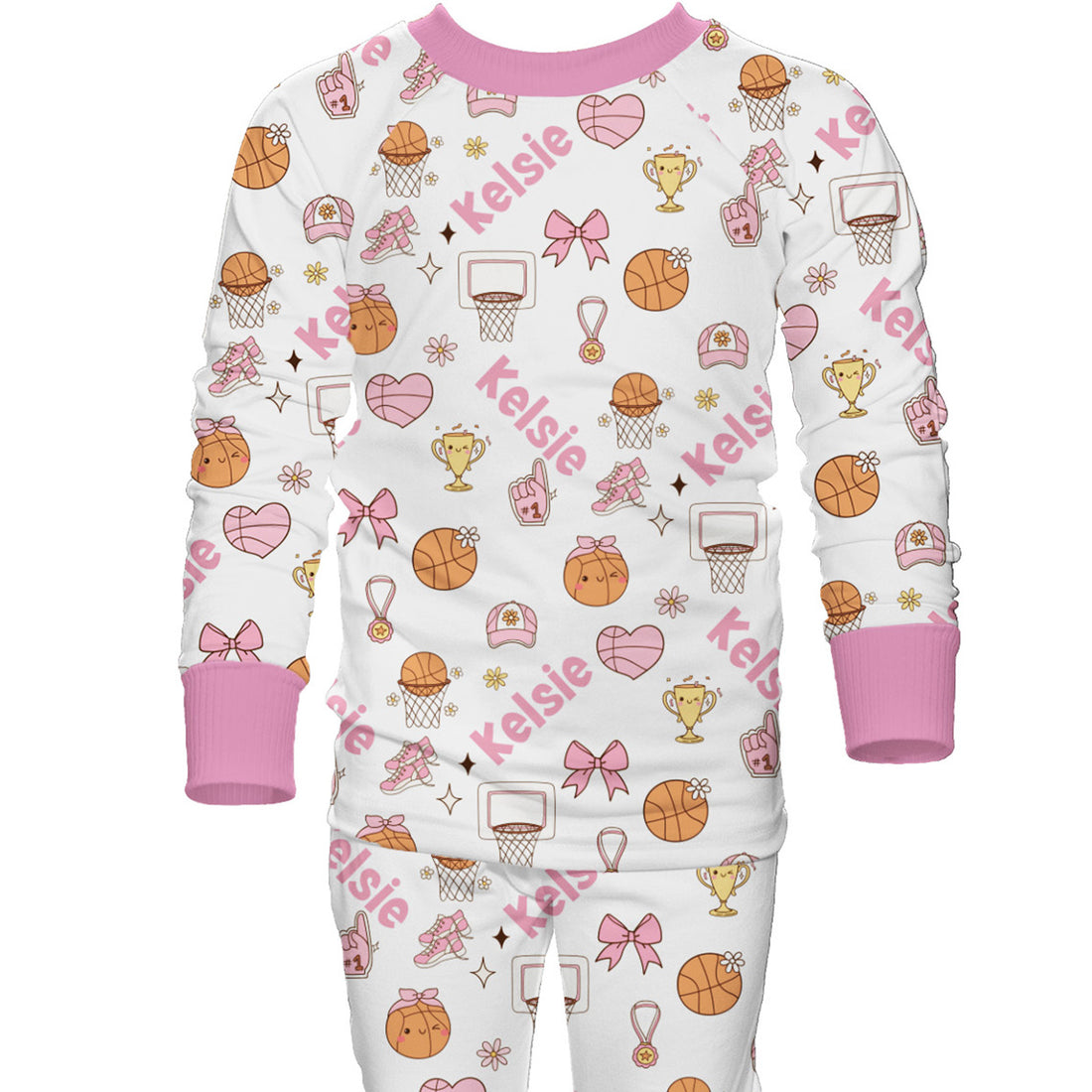 Girls Basketball Pajamas – Personalized Kids Sleepwear Set With Soft Polyester