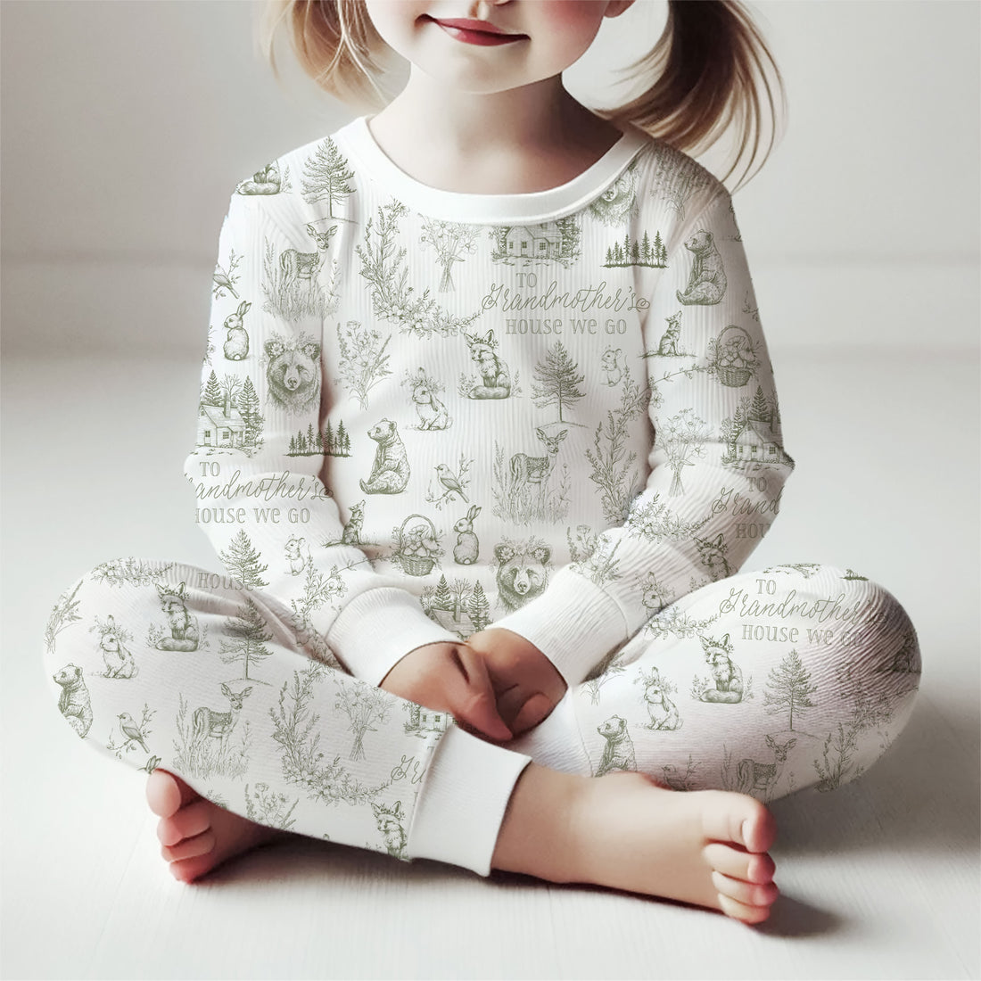 “To Grandmother’s House We Go” Soft Knit Pajamas for Babies & Kids