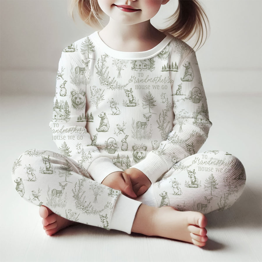 “To Grandmother’s House We Go” Soft Knit Pajamas for Babies & Kids