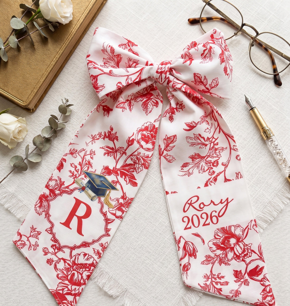 Personalized Graduation Wreath Sash Bow – Custom School Colors Class of 2026