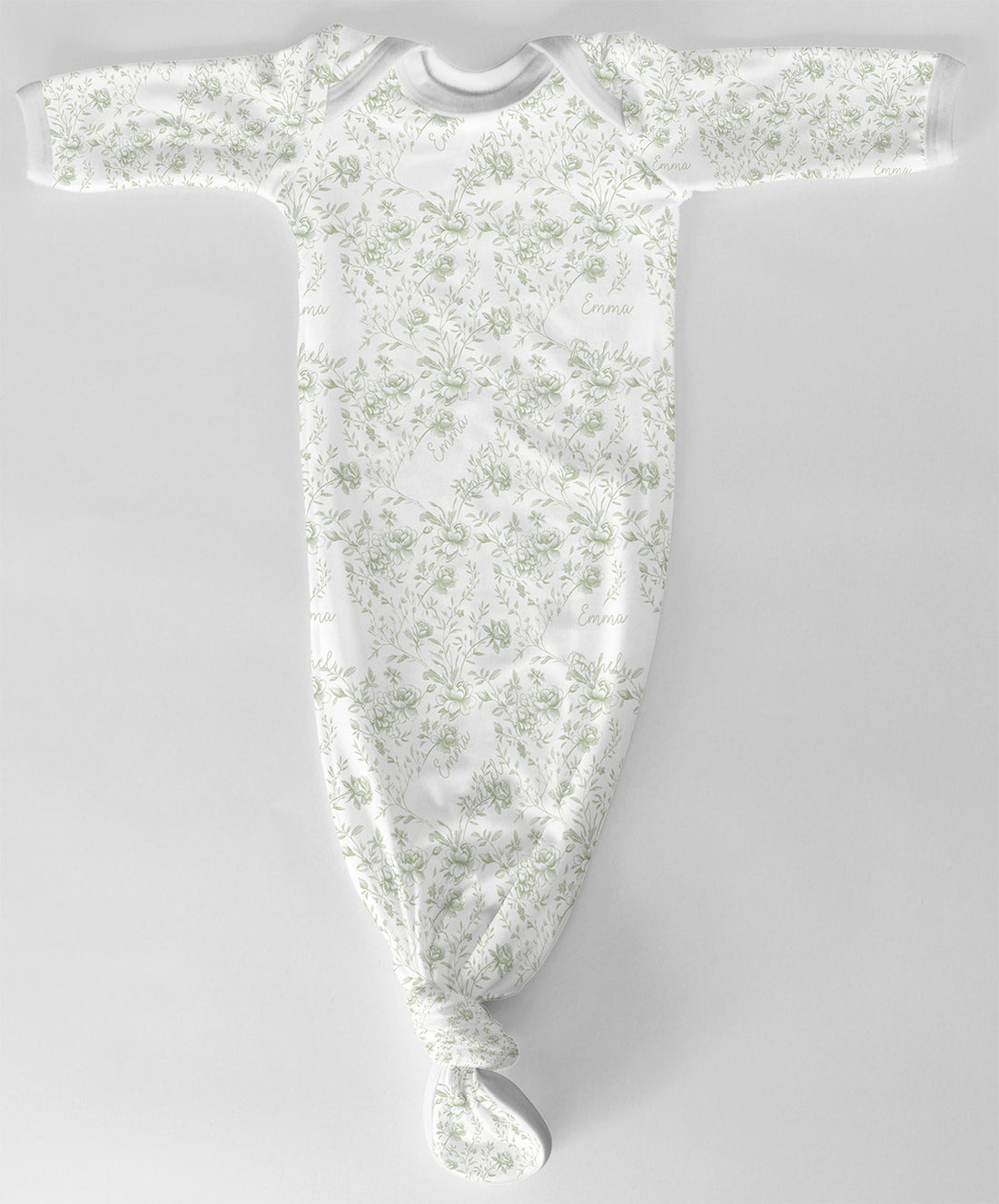 Baby Girl Knotted Gown - Floral Baby Dress Soft Cotton Infant Sleepwear Floral Toile