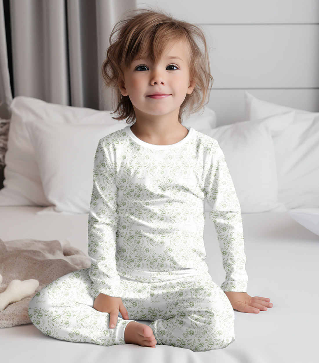 Floral Toile Pajamas - Personalized Kids Sleepwear With Soft Minky Fabric
