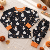 Halloween Pajamas Girls - Personalized Pumpkin Print PJs With Pink Bows (Copy)