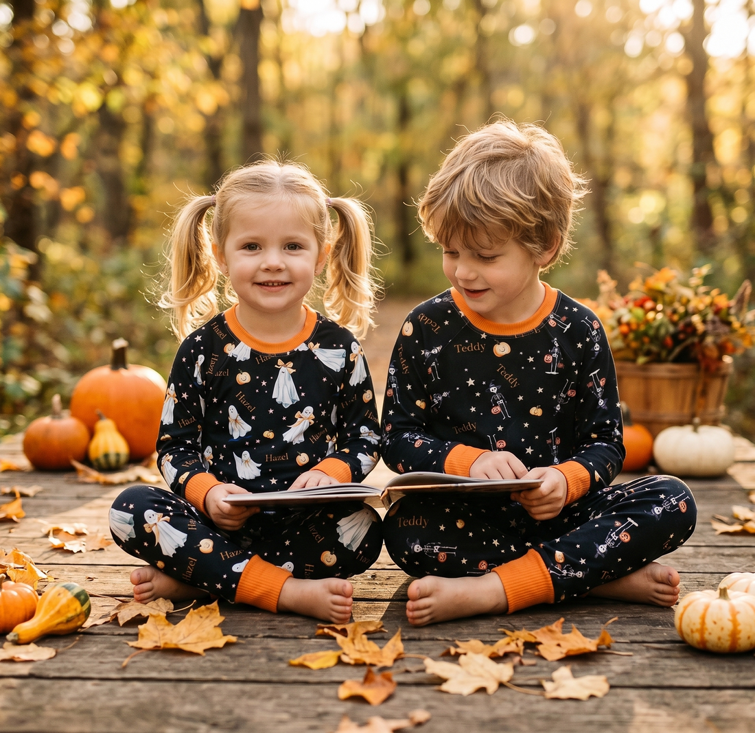 Halloween Pajamas Girls - Personalized Pumpkin Print PJs With Pink Bows (Copy)
