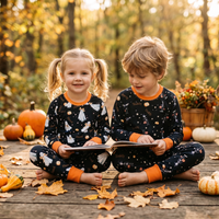 Halloween Pajamas Girls - Personalized Pumpkin Print PJs With Pink Bows (Copy)
