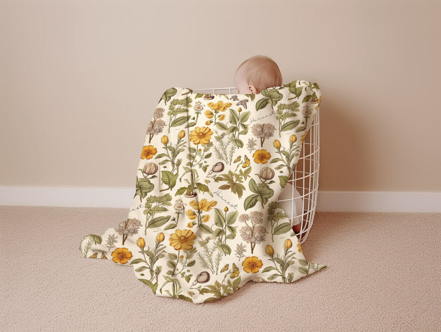 Harvest Floral Minky Baby Deluxe Blanket