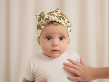 Harvest Floral Baby Headband with Satin Bow, Fall Gift