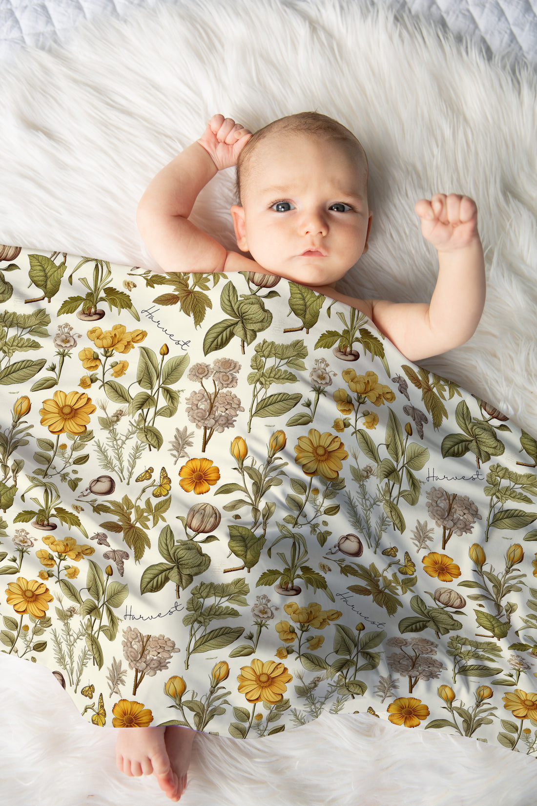 Harvest Floral Personalized Stretchy Swaddle Blanket