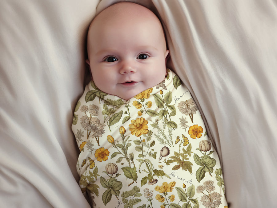 Harvest Floral Personalized Stretchy Swaddle Blanket