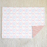 Pink Heirloom Bows Minky Personalized Baby Deluxe Blanket