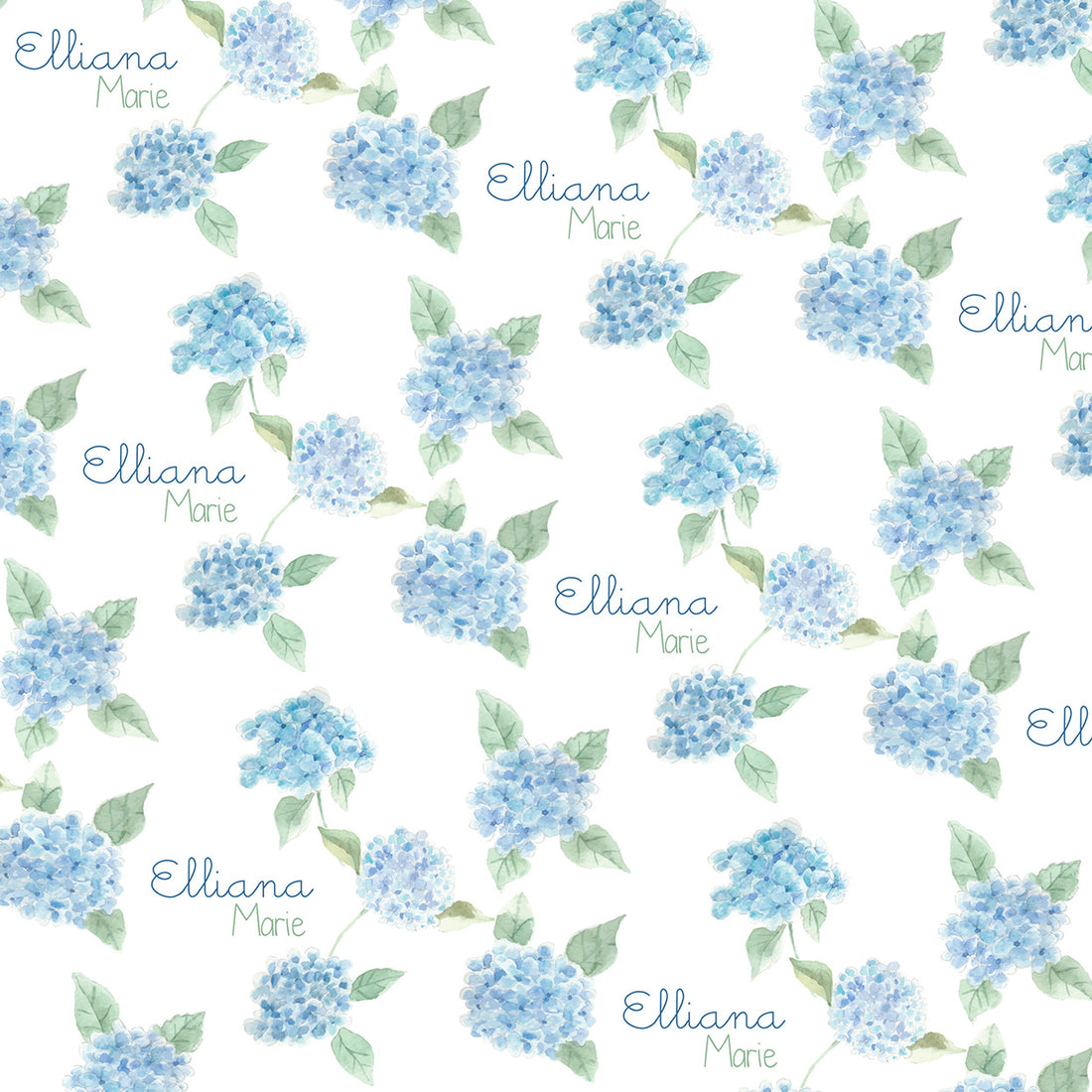 Hydrangeas Kids Pajamas, Light Blue Floral Girls PJ Set, Ultra Soft Stretchy Knit Sleepwear