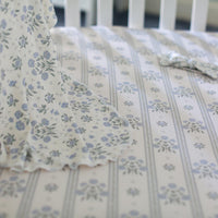 Antique Plum Floral Crib Sheet and Swaddle Set with Headband, Striped Baby Girl Nursery Bedding Gift