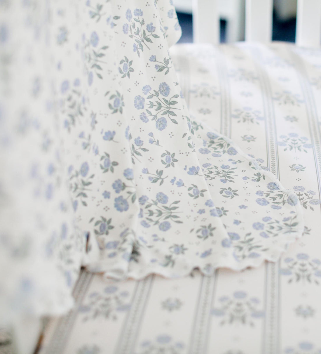 Antique Plum Floral Crib Sheet and Swaddle Set with Headband, Striped Baby Girl Nursery Bedding Gift