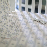 Antique Plum Floral Crib Sheet and Swaddle Set with Headband, Striped Baby Girl Nursery Bedding Gift