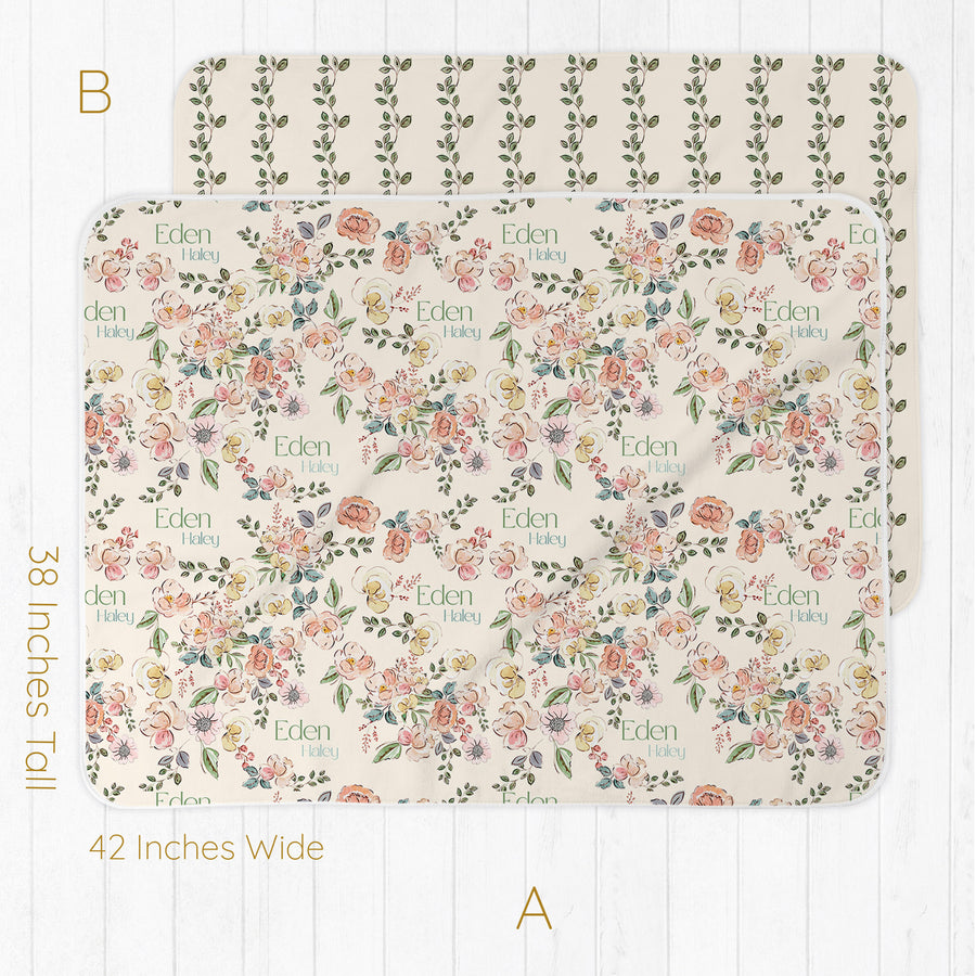 Garden of Eden Baby Girl Personalized Swaddle Blanket