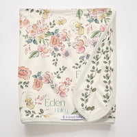 Garden of Eden Baby Girl Personalized Swaddle Blanket