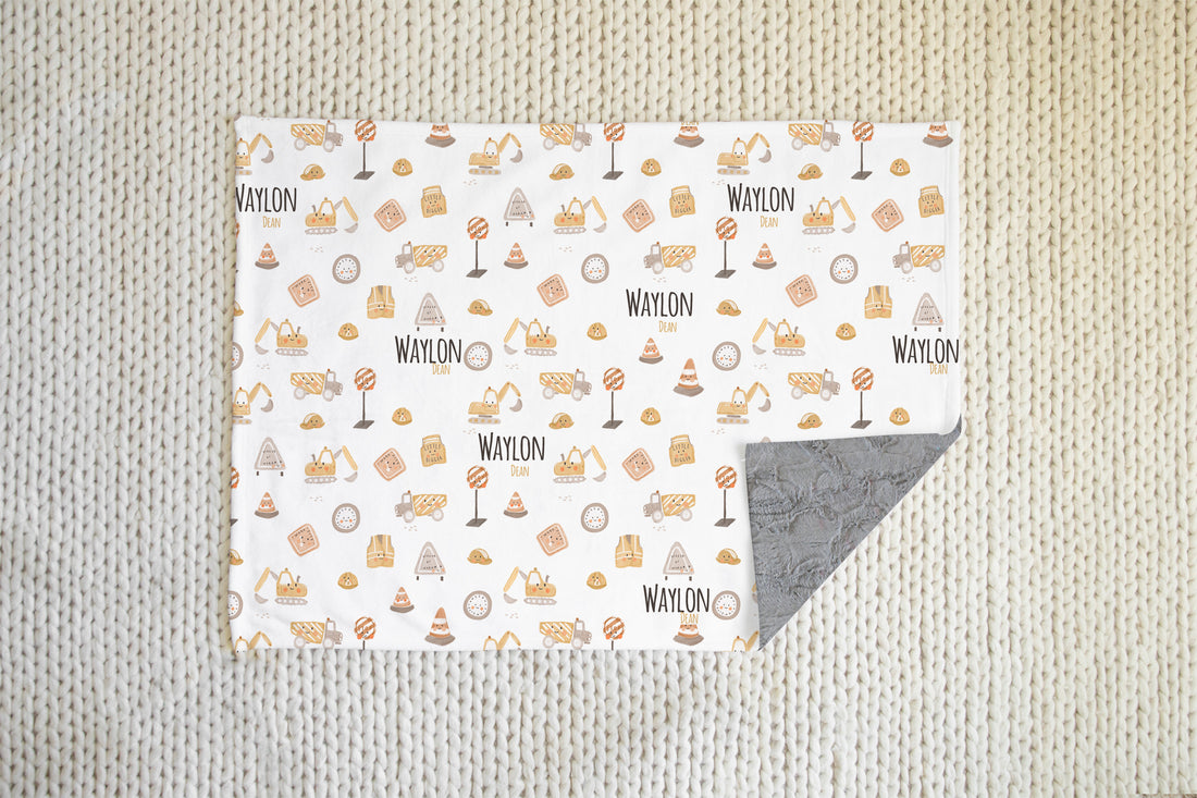 Little Diggers Baby Boy Minky Deluxe Blanket - Personalized