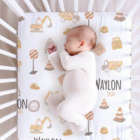 Little Diggers Baby Crib Sheet with Name