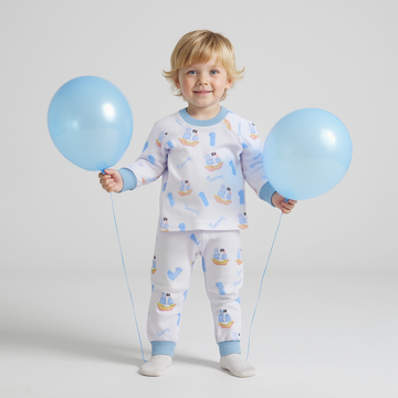 Pirate Ship Birthday Boy Pajamas - Short or Long Sleeve (3 months to kids 14)