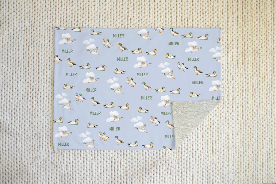 Mallard Ducks Personalized Minky Baby Deluxe Blanket