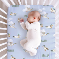 Mallard Ducks Crib Sheet Personalized for Baby Boy