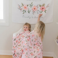 Sisters Banner: Pink Floral Wall Decor for Girls' Bedroom or Playroom