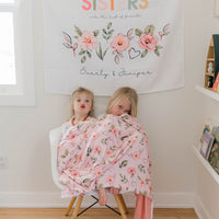 Sisters Banner: Pink Floral Wall Decor for Girls' Bedroom or Playroom