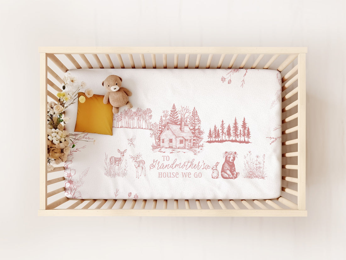 Cottage-Core Crib Sheet – Fitted Baby Sheet with Vintage Woodland Nursery Decor For Grandmother's House