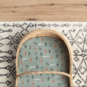 Moses Bassinet Sheet - Personalized Deer Print Organic Cotton Baby Bedding