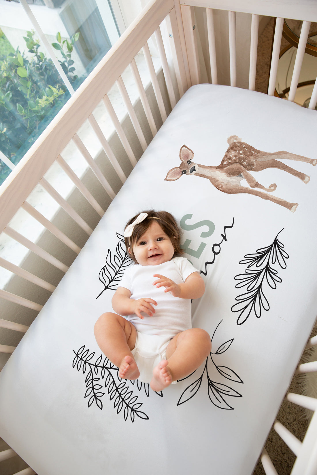 Custom Personalized Deer Theme Crib Sheet (Moses Deer)