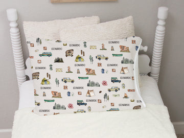 National Parks Personalized Pillowcase - Soft Minky, Travel Adventure Theme