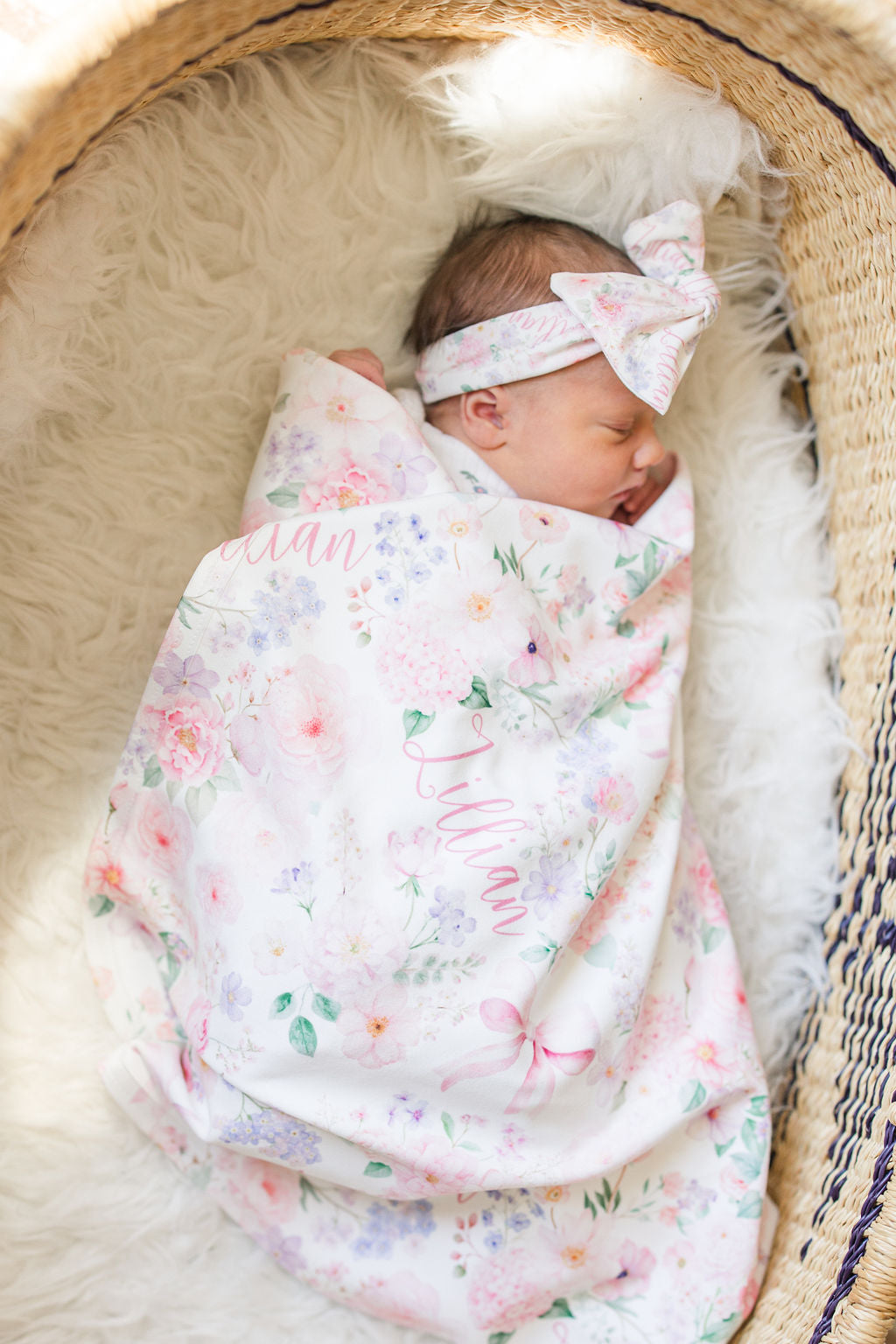 Personalized Baby Blanket – Pink Floral Baby Receiving Blanket With Satin Trim Edges Pretty In Pink