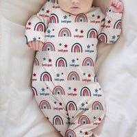 Patriotic Rainbows Knotted Baby Gown