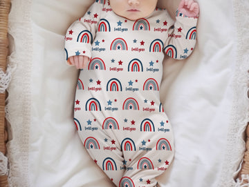 Patriotic Rainbows Knotted Baby Gown