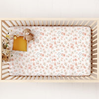 Personalized Peach Blossom Crib Sheet for Baby Girls