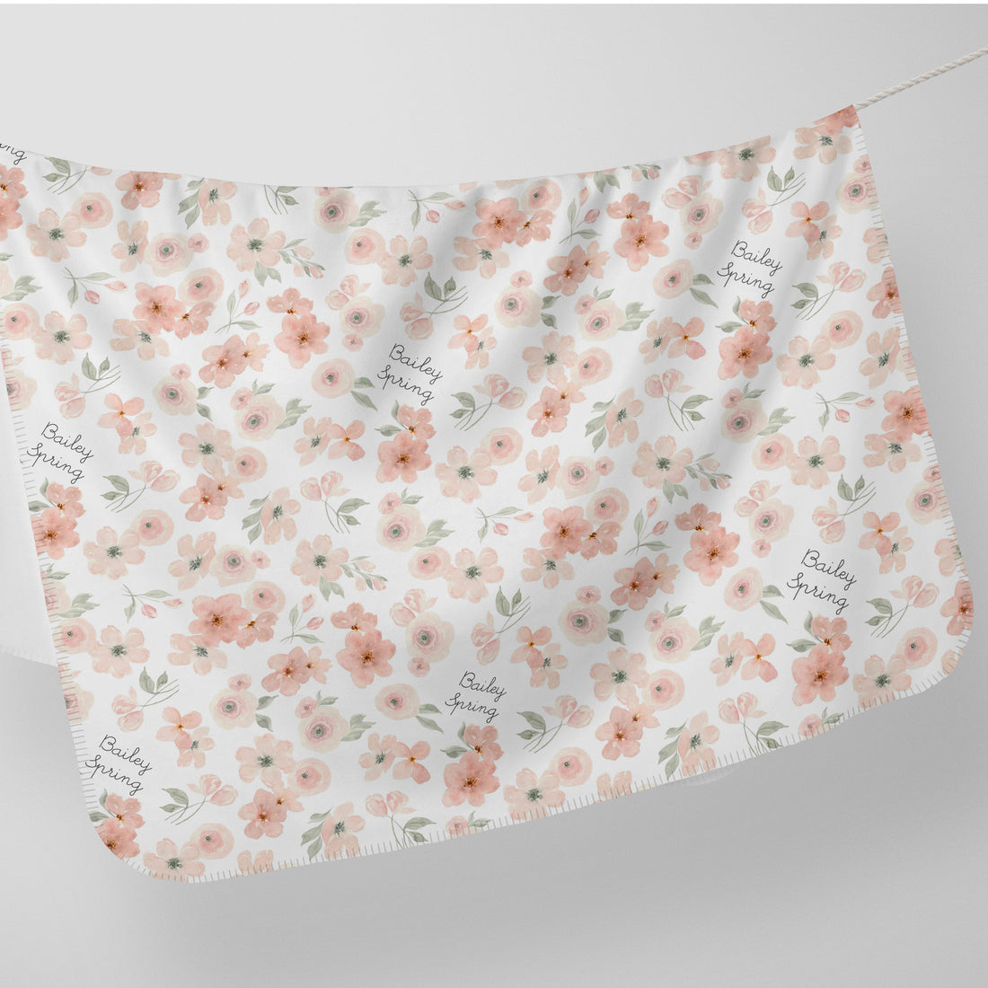 Peach Blossom Floral Personalized Baby Girl Swaddle