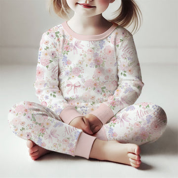 Pretty In Pink Pajamas – Personalized Girls Floral Sleepwear With Custom Name