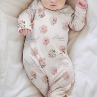 Pretty Peony Floral Knotted Baby Gown